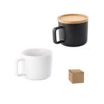 Tasse en céramique 230 mL avec couvercle et base en bambou