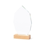 Trophée flamme en verre et en bois