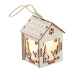 Maison de Noël lumineuse en fibre de bois à suspendre