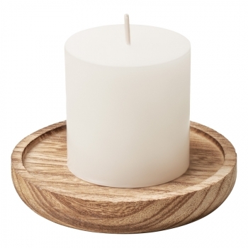 Bougeoir rond en bois avec bougie