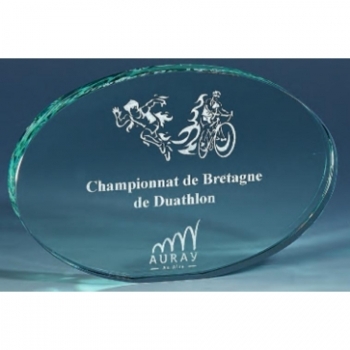 Trophée en verre ovale