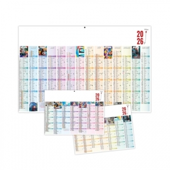 Calendrier bancaire publicitaire aux couleurs pastel 650 x 405 mm